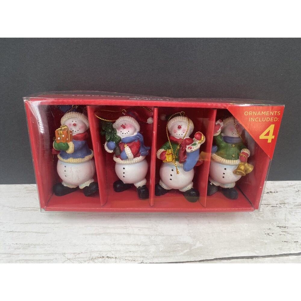 Vintage Set of 4 Snowman Christmas Holiday Ornaments Rite Aid Holiday Character